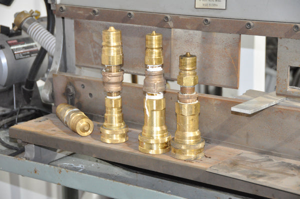 Quick-disconnect fittings staged in our shop