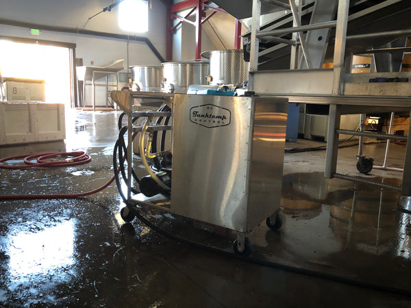 Portable chiller staged in a working winery
