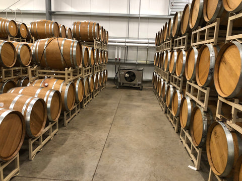 Fan coil keeping a barrel room at temperature