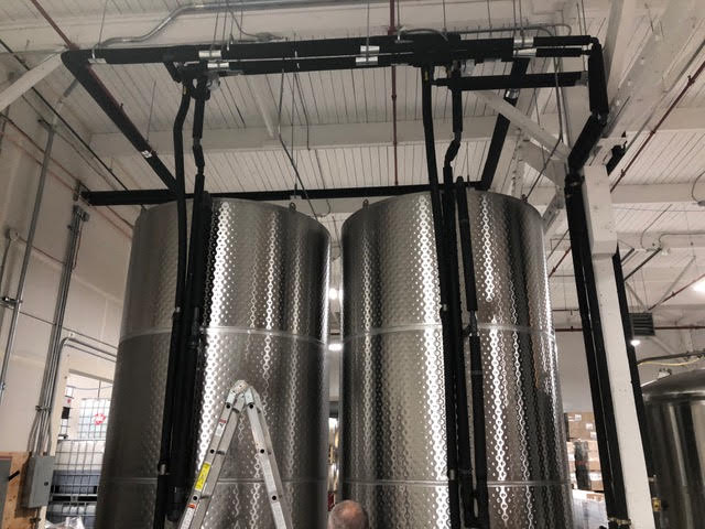 Glycol lines routed to jacketed fermentation tanks